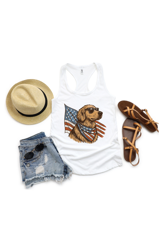 PATRIOTIC GOLDEN RETRIEVER TANK