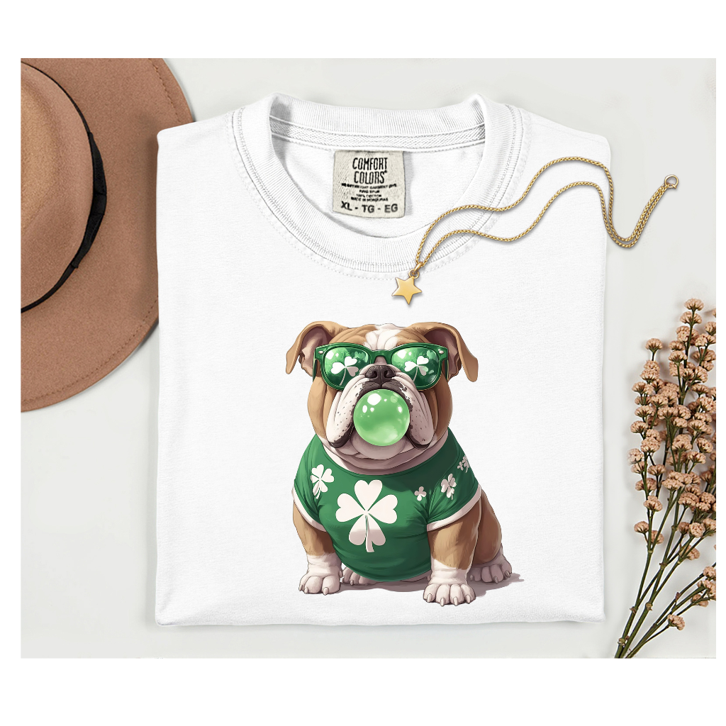 LUCKY BULLDOG BLOWING BUBBLE
