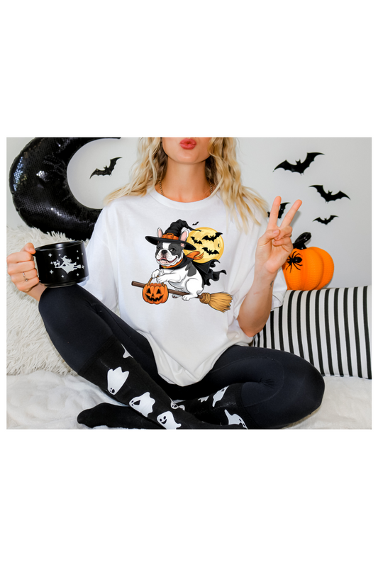 HALLOWEEN FRENCH BULLDOG RIDING BROOM