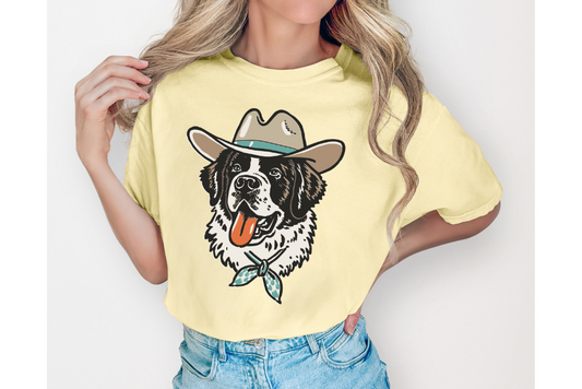 SAINT BERNARD IN A COWBOY HAT