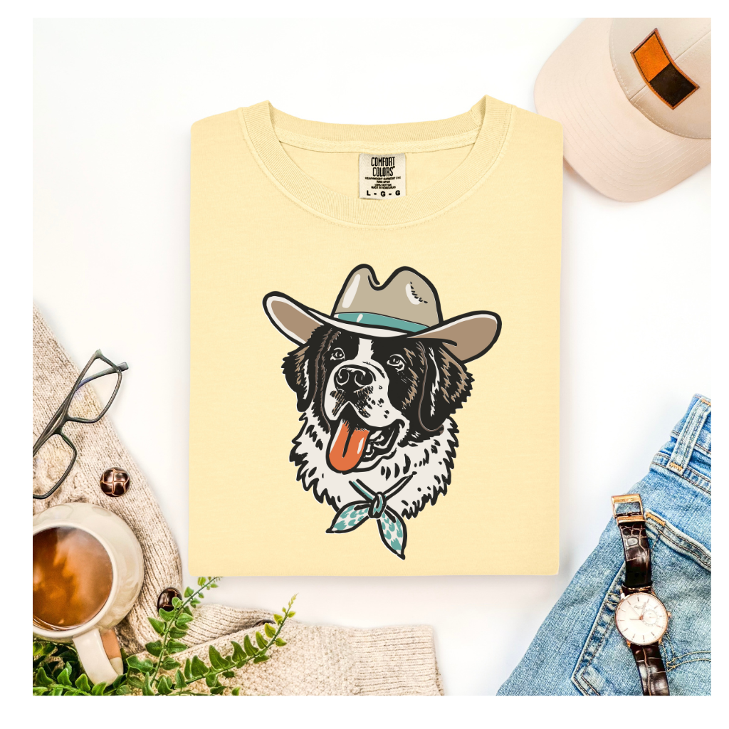 SAINT BERNARD IN A COWBOY HAT