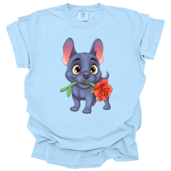 FRENCHIE WITH ROSE SHIRT