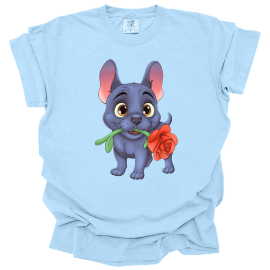 FRENCHIE WITH ROSE SHIRT