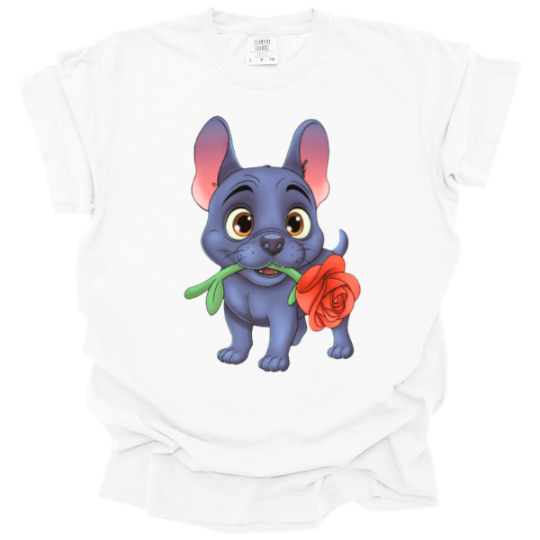 FRENCHIE WITH ROSE SHIRT