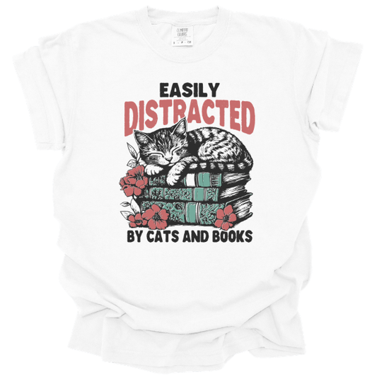 EASILY DISTRACTED BY CATS AND BOOKS