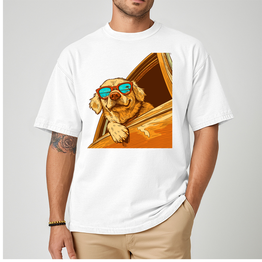 GOLDEN RETRIEVER HANGING OUT WINDOW TEE