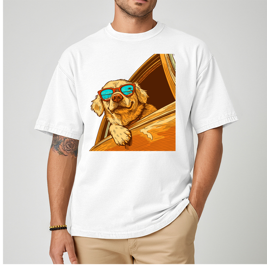 GOLDEN RETRIEVER HANGING OUT WINDOW TEE