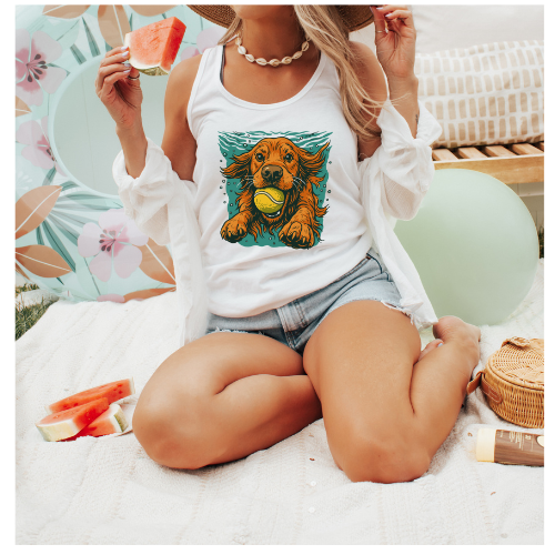 GOLDEN RETRIEVER UNDER WATER TANK