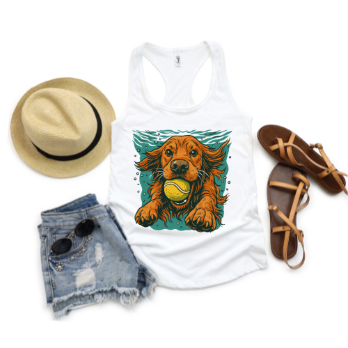 GOLDEN RETRIEVER UNDER WATER TANK